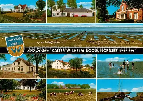 AK / Ansichtskarte Kaiser Wilhelm Koog Teilansichten Gaststaetten Park Kanal Wattwandern Kaiser Wilhelm Koog