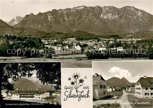 AK / Ansichtskarte Schwarzbach_Bad_Reichenhall Panorama mit Watzmann und Lattengebirge Euderheu Hochstaufen Ortspartie Schwarzbach_Bad