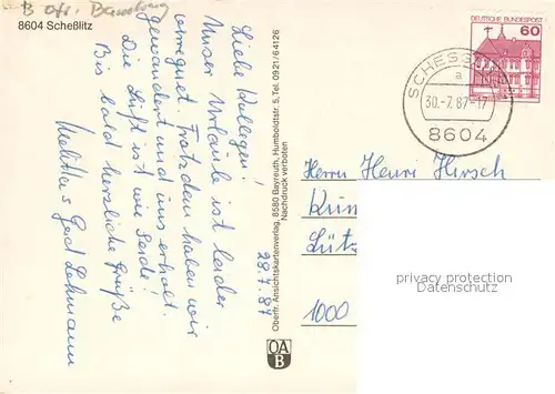 AK / Ansichtskarte Schesslitz Panorama Brunnen Kirche Rathaus Gasthof Schwimmbad Schesslitz