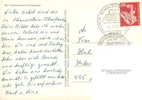 AK / Ansichtskarte Schauenstein Kirche Schloss Panorama Schauenstein