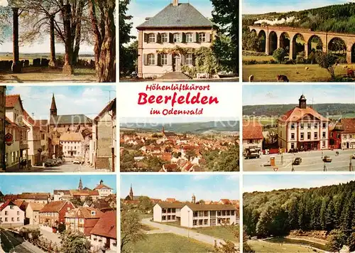 AK / Ansichtskarte Beerfelden_Odenwald Orts und Teilansichten Rathaus Viadukt Fliegeraufnahme Beerfelden Odenwald