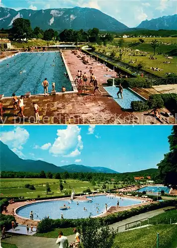 AK / Ansichtskarte Schwarzbach_Bad_Reichenhall Schwimmbad mit Untersberg und Lattengebirge Kinderbad Schwarzbach_Bad