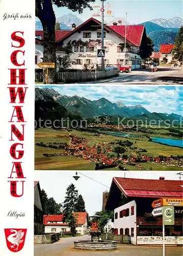 AK / Ansichtskarte Schwangau Hotel Weinhaus Fliegeraufnahme Brunnen Schwangau