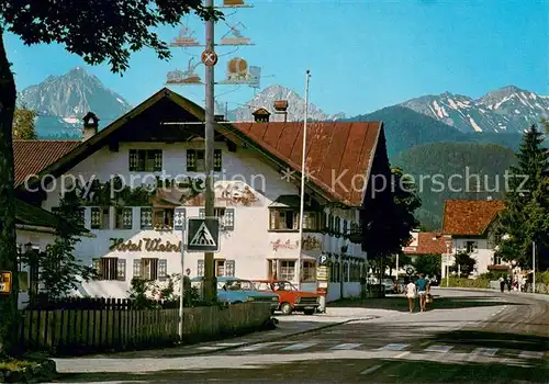 AK / Ansichtskarte Schwangau Ortspartie mit Gehrenspitze Koellespitze und Schlicke Schwangau