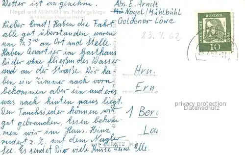 AK / Ansichtskarte Nagel_Oberfranken und Muehlbuehl im Fichtelgebirge Nagel Oberfranken