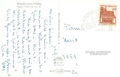 AK / Ansichtskarte Waldkirchen_Niederbayern Felsformationen Saussbachklamm Marktplatz Brunnenbuberl Mariensaeule Gesamtansicht Waldkirchen Niederbayern