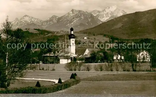 AK / Ansichtskarte Wall_Miesbach Ortsansicht mit Kirche Alpen 