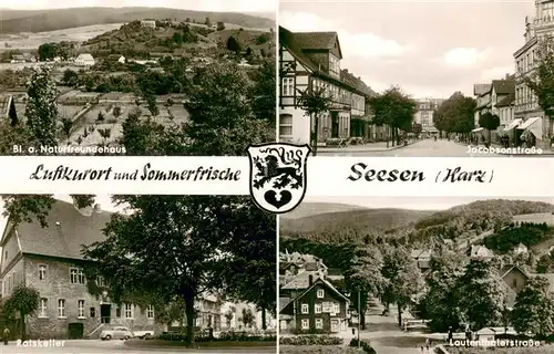 AK / Ansichtskarte Seesen_Harz Luftkurort Sommerfrische Naturfreundehaus Ortsmotive Ratskeller Seesen Harz