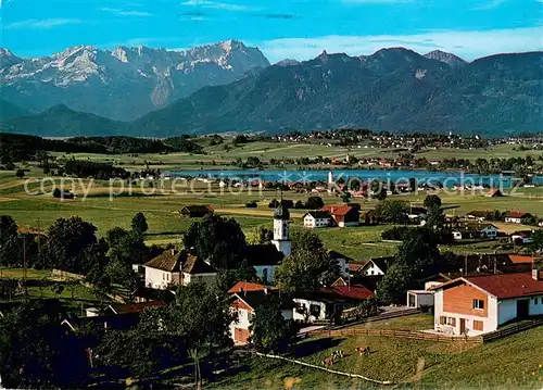 AK / Ansichtskarte Aidling mit Riegsee Froschhausen und Murnau Zugspitze Ettaler Mandl Alpen Aidling