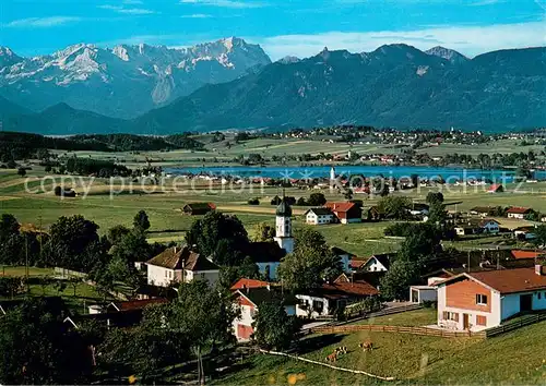 AK / Ansichtskarte Aidling mit Riegsee Froschhausen und Murnau Zugspitze Ettaler Mandl Alpen Aidling