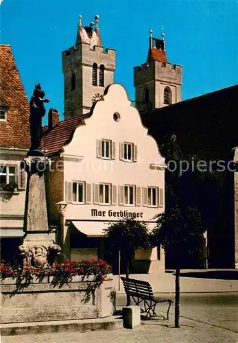 AK / Ansichtskarte Wertingen Marktplatz Brunnen Kirchtuerme Wertingen