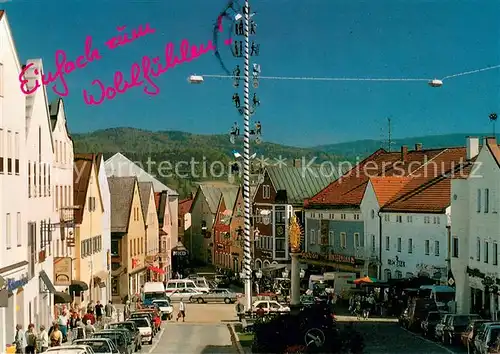 AK / Ansichtskarte Waldkirchen_Niederbayern Ortszentrum Maibaum Waldkirchen Niederbayern