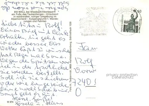 AK / Ansichtskarte Wall_Miesbach Ortsansicht mit Kirche Urlaubsort am Fusse des Taubenberges 