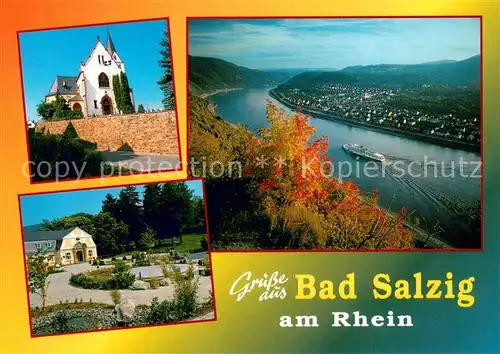 AK / Ansichtskarte Bad_Salzig Kirche Klinik Panorama Blick auf den Rhein Bad_Salzig