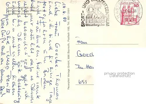 AK / Ansichtskarte Schnaitsee Panorama Sendemast Badesee Kirche Schnaitsee