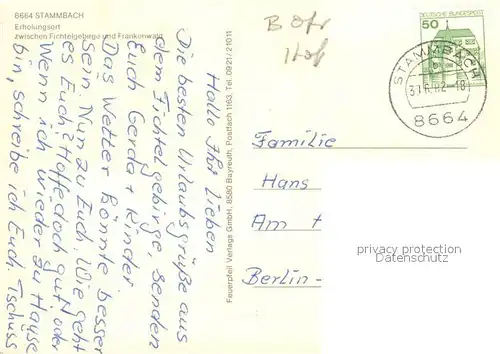 AK / Ansichtskarte Stammbach Ortspartie Aussichtsturm Panorama Stammbach