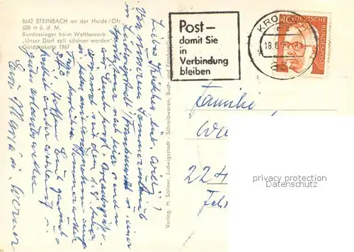 AK / Ansichtskarte Steinbach_Haide Brunnen Ortspartien Park Steinbach Haide