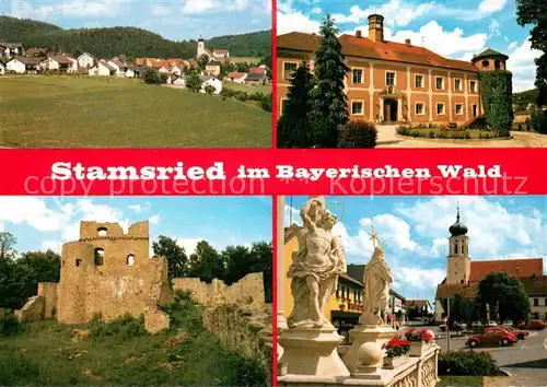 AK / Ansichtskarte Stamsried Panorama Schloss Burgruine Kirche Stamsried