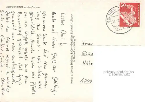 AK / Ansichtskarte Gelting_Schleswig_Holstein Yachthafen Faehre Windmuehle Schwanensee Reetdachhaus Gelting_Schleswig