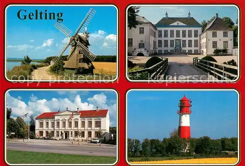 AK / Ansichtskarte Gelting_Schleswig_Holstein Windmuehle Gut Gelting Gasthof Leuchtturm von Falshoeft Gelting_Schleswig