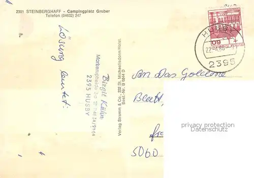 AK / Ansichtskarte Steinberghaff Campingplatz an der Ostsee Strand Steinberghaff