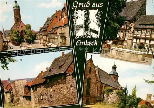 AK / Ansichtskarte Einbeck_Niedersachsen Marktplatz St. Jakobikirche Eulenspiegelbrunnen Hullerser Mauer Muenster Knochenturm Alte Muehle Einbeck Niedersachsen