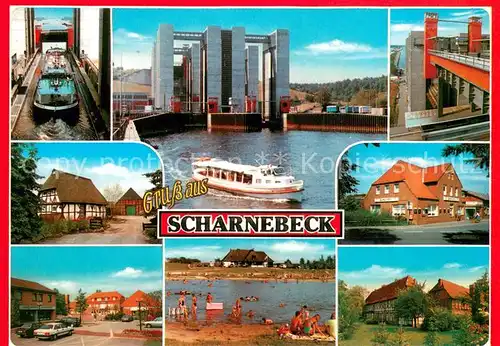 AK / Ansichtskarte Scharnebeck_Lueneburg Schiffshebewerk Ortsansichten Badestrand Scharnebeck Lueneburg