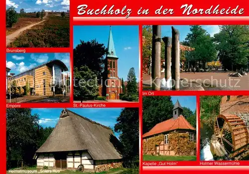AK / Ansichtskarte Buchholz_Nordheide Heidelandschaft Empore Kirche Innenstadt Heimatmuseum Kapelle Wassermuehle Buchholz Nordheide