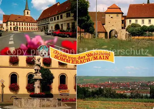 AK / Ansichtskarte Sommerach Rathaus Stadttor Brunnen Panorama Sommerach