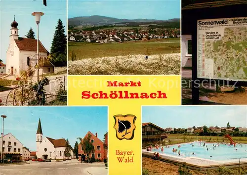 AK / Ansichtskarte Schoellnach Kirche Panorama Ortspartie Schwimmbad Schoellnach