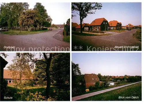 AK / Ansichtskarte Caeciliengroden Dorfplatz Neues Wohngebiet Schule Blick vom Deich Caeciliengroden