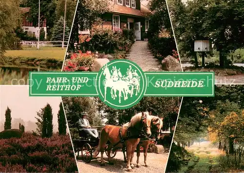 AK / Ansichtskarte Hermannsburg Reit und Fahrhof Suedheide Teilansichten Pferdegespann Hermannsburg