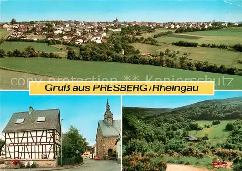 AK / Ansichtskarte Presberg_Rheingau Panorama Fachwerkhaus Kirche Park Presberg Rheingau