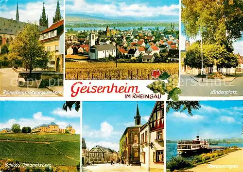 AK / Ansichtskarte Geisenheim Roemerberg mit Rheingauer Dom Lindenplatz Schloss Johannisberg Rathaus Rheinanlagen Geisenheim