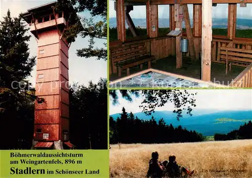 AK / Ansichtskarte Stadlern Boehmerwaldaussichtsturm Innenansicht der Turmkanzel Blick nach Boehmen Stadlern