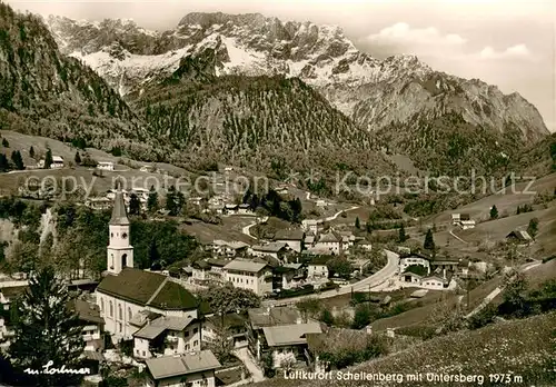 AK / Ansichtskarte Schellenberg_Marktschellenberg Panorama mit Kirche und Untersberg Schellenberg