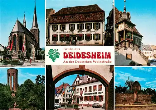 AK / Ansichtskarte Deidesheim Kirche Gasthaus zur Kanne Turm Deidesheimer Hof Rathaus Deidesheim