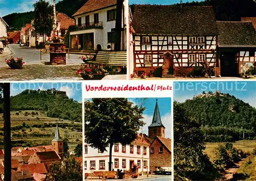 AK / Ansichtskarte Vorderweidenthal Ortsansichten Fachwerkhaus Kirche Burgruine Vorderweidenthal