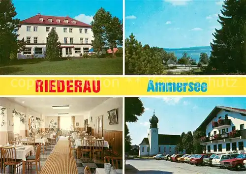 AK / Ansichtskarte Riederau Genesungsheim Restaurant Motiv mit Kirche Parkanlagen Riederau