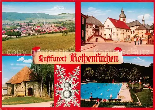 AK / Ansichtskarte Rothenkirchen_Oberfranken Panorama Frankenwald Motiv Innenstadt Freibad Rothenkirchen Oberfranken