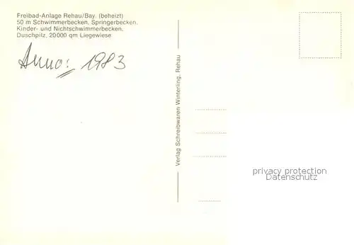 AK / Ansichtskarte Rehau_Oberfranken Freibad Sprungturm Rehau Oberfranken
