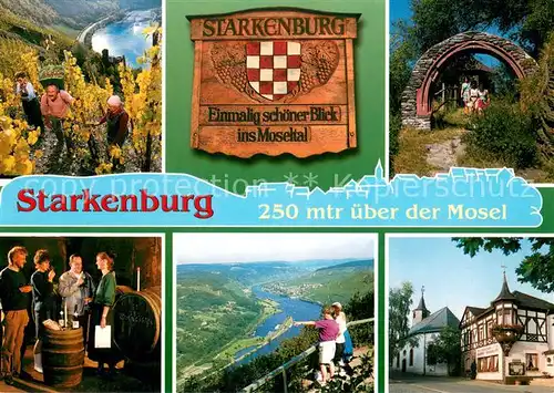 AK / Ansichtskarte Starkenburg Weinberge Panorama Blick ins Moseltal Weinkeller Altstadt Kirche Starkenburg