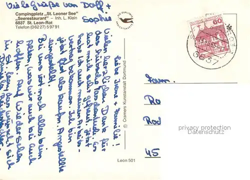 AK / Ansichtskarte St_Leon Rot Erholungs  und Freizeitzentrum St. Leoner See Campingplatz Windsurfen Wasserski St_Leon Rot