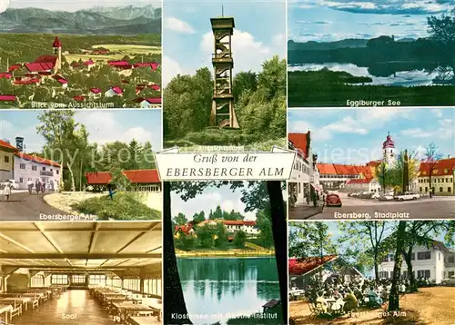 AK / Ansichtskarte Ebersberg_Oberbayern Blick vom Aussichtsturm Egglburger See Ebersberger Alm Stadtplatz Saal Klostersee mit Goethe Institut  Ebersberg Oberbayern