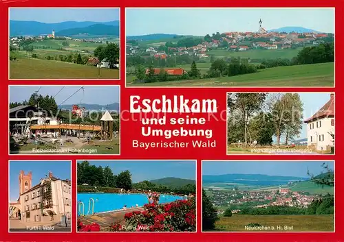 AK / Ansichtskarte Eschlkam Panorama Freizeitzentrum Hohenbogen ehem Grenzuebergang Fuerth im Wald Schwimmbad Neukirchen Eschlkam