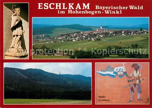 AK / Ansichtskarte Eschlkam Heiligenfigur Fliegeraufnahme Panorama Markt Eschlkam Eschlkam