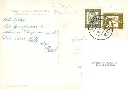 AK / Ansichtskarte Elbach_Miesbach Fliegeraufnahme mit Breitenstein Elbach Miesbach