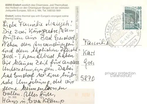 AK / Ansichtskarte Bad_Endorf Strassenpartien Panorama Wendelstein Kampenwand Simssee Kurmittelhaus Park Bad_Endorf