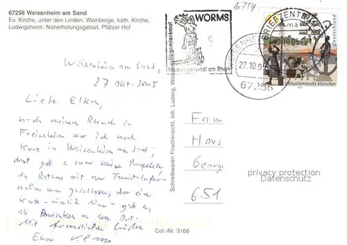 AK / Ansichtskarte Weisenheim_Sand Ev Kirche Weinberge kath Kirche Ludwigsheim Naherholungsgebiet Pfaelzer Hof Weisenheim Sand