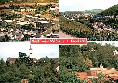 AK / Ansichtskarte Waldrach Edeka Markt Panorama Kirche Brunnen Waldrach